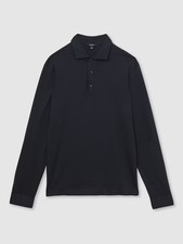 New Reiss Porofino Cotton Jersey Long Sleeve Polo Shirt in Navy RRP £98 XS -2XL