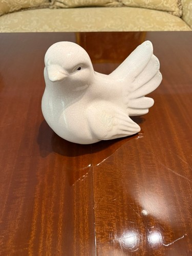 White glazed ceramic sparrow - glazed,