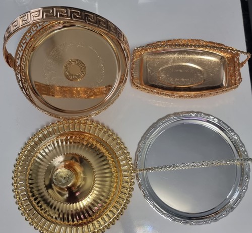 Plate tray golden silver - plate,