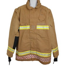 Firemans Jacket Brown Fire Service Fighters Coat Rescue Uniform Tunic Grade A