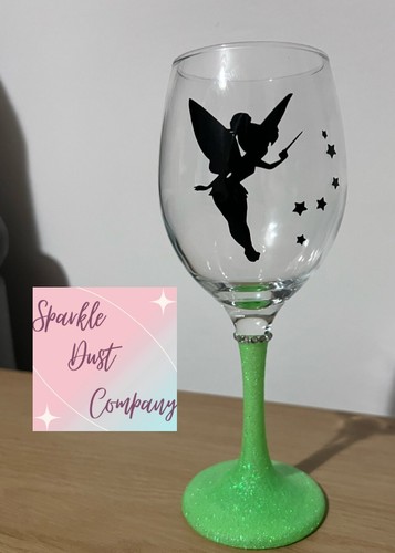 Tinkerbell glitter wine - glitter, glass