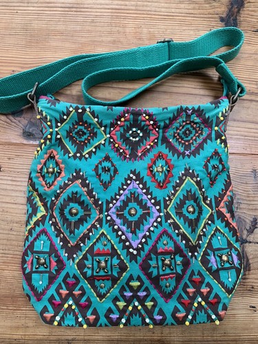 Teal green canvas - canvas, crossbody