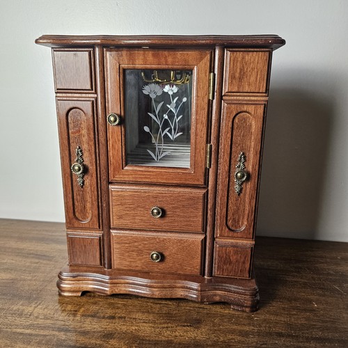 Vintage wooden jewelry armoire - jewelry,