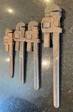 Job lot of 4x Vintage Record  Stilson Pipe Wrenches 18”, 2x14”, & 12”.