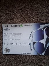 Celtic V Anderlecht  ,UEFA Champions League Ticket Stub