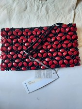 Marni red beaded clutch bag