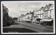 Postcard Honiton Devon village motor cars hotel shops RP