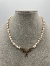 Lotus Pearl Necklace with 22ct Gold Plated Fittings & Crystal Detail
