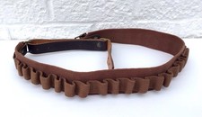 VINTAGE LEATHER & WEBBING CARTRIDGE BELT MARGETT MADE IN ENGLAND APPROX 34”-40” 