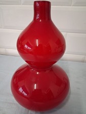 HABITAT Red  Glass Cased Hooped Vase -25cm Tall-Narrow Opening-Beautiful