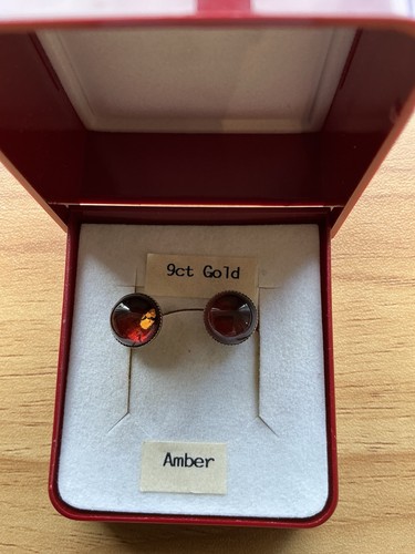 9ct gold baltic amber earrings - baltic,