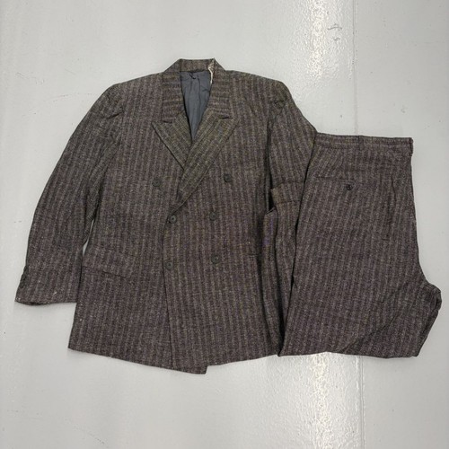 Vintage 50s black striped wool - black,