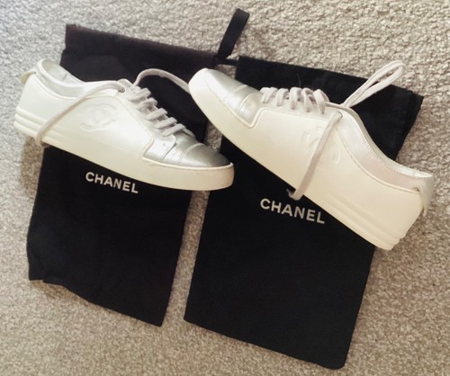 Chanel white silver metallic - white,