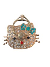 ❤️ Gold cute kitty cat Crystal phone ring holder stand out finger grip socket
