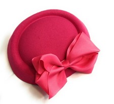 Big Bow Pillbox Wedding Hat Ladies Headpiece Felt Hatinator Fascinator Clips