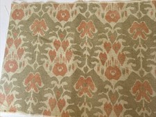Linen Fabric Reminent Ikat Design Taupe/orange 110 X 30 Cm