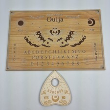Wooden Ouija Spirit Board & Planchette – 11.5×8 in Engraved Talking Board