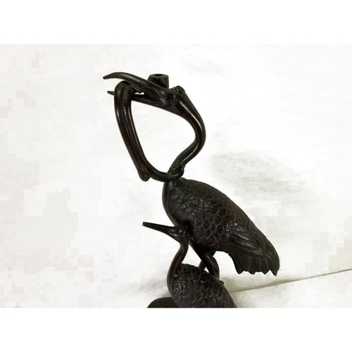 Antique japanese bronze crane - japanese,