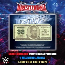 WWE Shane McMahon WrestleMania 32 Mounted  Limited Edition 1 Million Dollar Bill