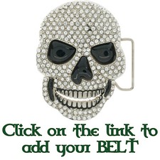 Bling Diamante Skull Buckle Biker Metal Gothic Celtic Viking Emo Skeleton Dead.