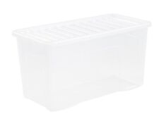 110L Storage Box With Lid Extra Large Clear Plastic Home Office - UK Made