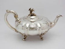 Superb PAUL STORR SILVER TEAPOT, London 1837 with ARMORIAL Antique Sterling