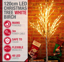White Birch Twig Christmas Tree With Warm White Lights Pre-Lit Grade B Used