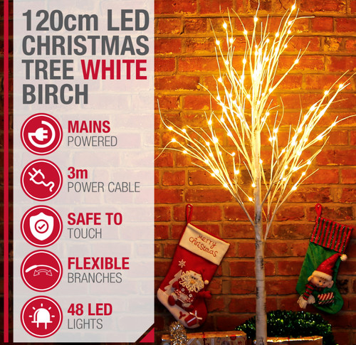White birch twig christmas - white,