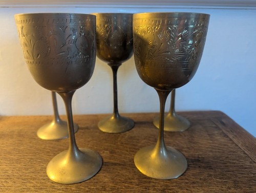 Vintage brass goblets - brass, set
