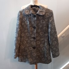 Women's Red Herring Grey Floral Wool Mix Winter Coat Jacket Size UK Size 12