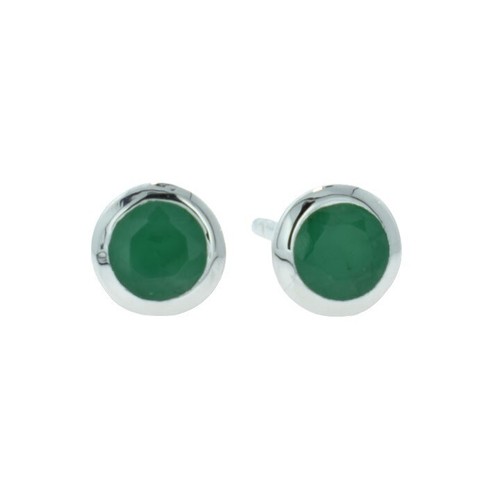Sterling silver emerald stud - silver,