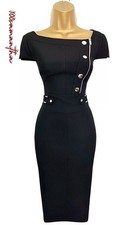 NEW Karen Millen UK 14 VINTAGE MILITARY TAILORED ZIP PENCIL DRESS IN BLACK