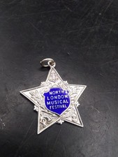 1928 silver enamel watch fob - silver,