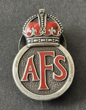 WW2 AFS Auxiliary Fire Service Silver Enamel Badge 167223 Home Front War 