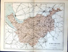 Antique print map cheshire - print,