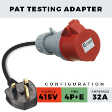3 PHASE 400V RED 32A PAT TESTING ADAPTER 5 PIN 3 PHASE TEST LEAD FOR PAT TESTER