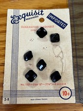 6 Genuine Jet Gemstone Buttons