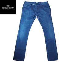 Genuine Armani J08 Mens Navy Jeans Size W34 L34 Regular Fit Premium Cotton Denim