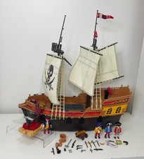 Playmobil Pirate Ship 5135 & Pirate Rowing Boat 5894 Playset Figures Bundle