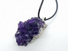 Amethyst Necklace Raw Chunk Natural Gemstone Rocky Electroplated Silver Pendant