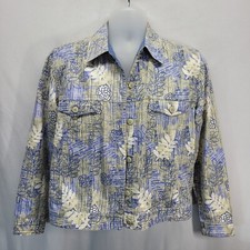 Christopher Banks Blue Floral Jean Jacket Size S Botton Front Lightweight