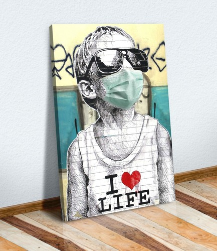 Banksy canvas heart - i,
