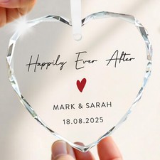 Wedding Gifts For Bride and Groom Personalised Crystal Glass Heart With Gift Bag