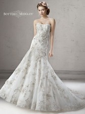 Sottero And Midgley Haut Couture Beaded Lace Wedding Dress New Size 6 Rrp £2200
