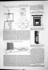 Old Print 1882 Barker Marine Signalling Machine Crane Stove Inductophone 19th