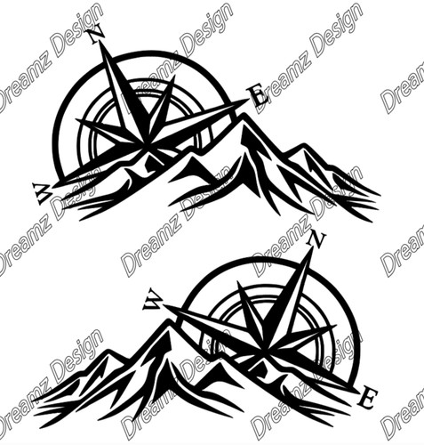 Compass mountain decal - compass,