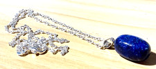 Crystal Pendant Natural Small Lapis Lazuli on 925 Silver Fine Chain - CA329
