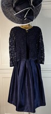 Eliza J UK 14/16 Navy Lace/Satin Fit & Flare Midi Dress & Bolero Wedding Mother