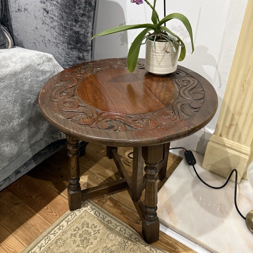 Vintage carved oak round - oak,
