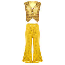 UK Kids Boys Girls Costume Fancy Dress-Up Dancewear Disco Outfit Sequins Jacket